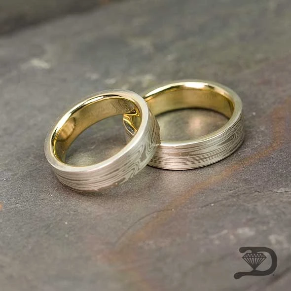 Paired custom wedding bands