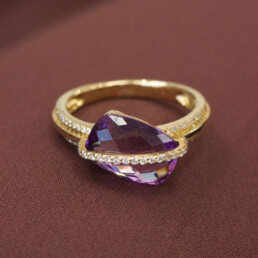 An Amethyst Stone in a Gold Ring